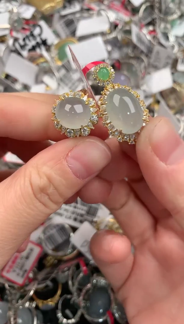 银S925镶嵌戒指翡翠444              8