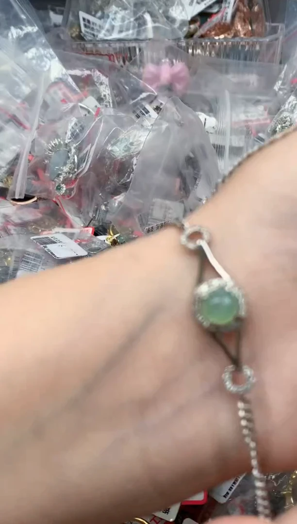 翡翠戒指银S925镶嵌天然缅甸翡翠