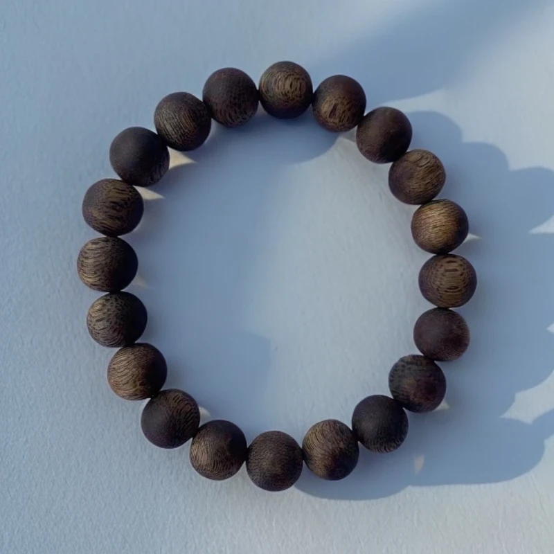 沉香手串圆珠10mm99沉奇楠单圈乌身圆叶绿奇楠保真天然老料佛珠明