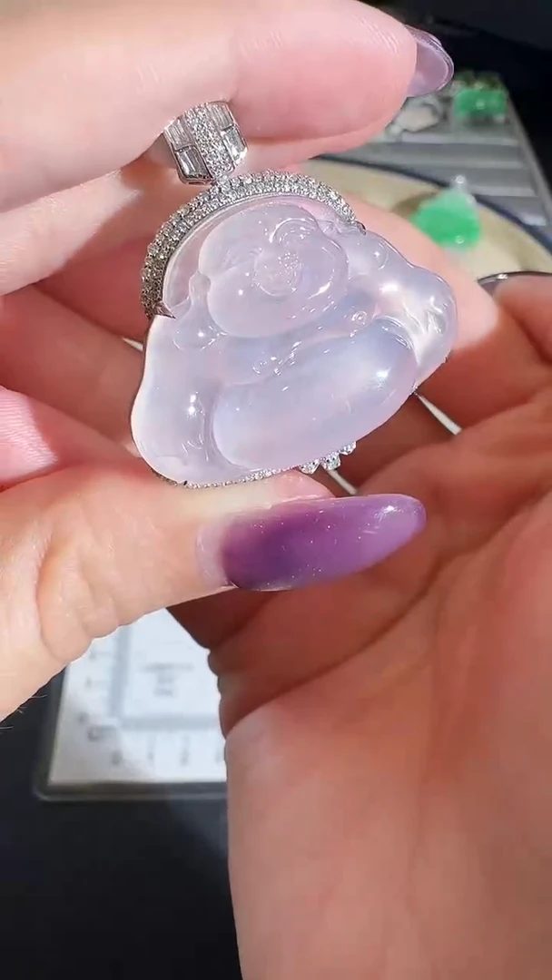 吊坠(不含链)18K金镶嵌翡翠【源头工厂】钻石镶嵌