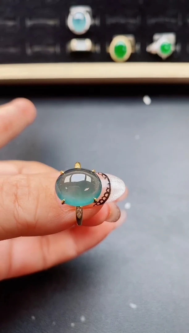 翡翠戒指银S925镶嵌5085