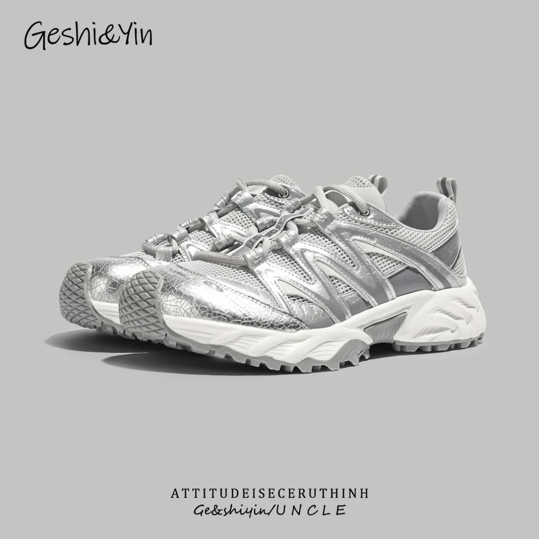 歌诗茵同款老爹鞋女薄款2025新款夏季透气跑步鞋百搭厚底休闲鞋潮