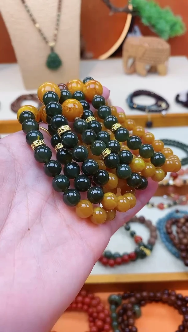 未镶嵌蜜蜡手链08老蜡和田单圈手串