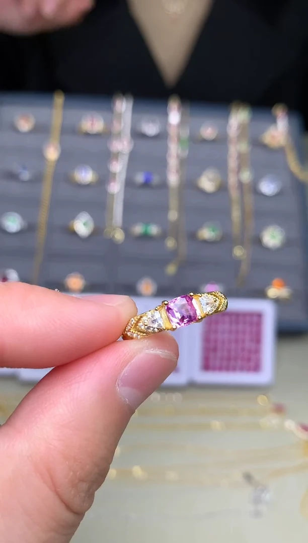 戒指蓝宝石银S925镶嵌戒指