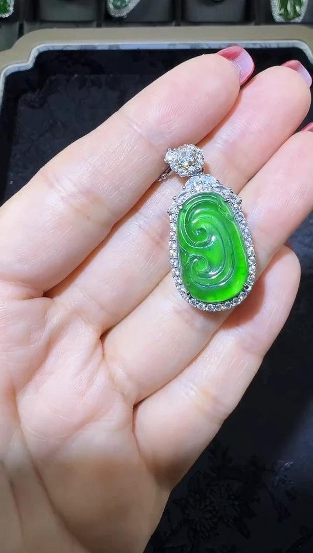 【闪购商品】翡翠吊坠(不含链)银S925镶嵌如意