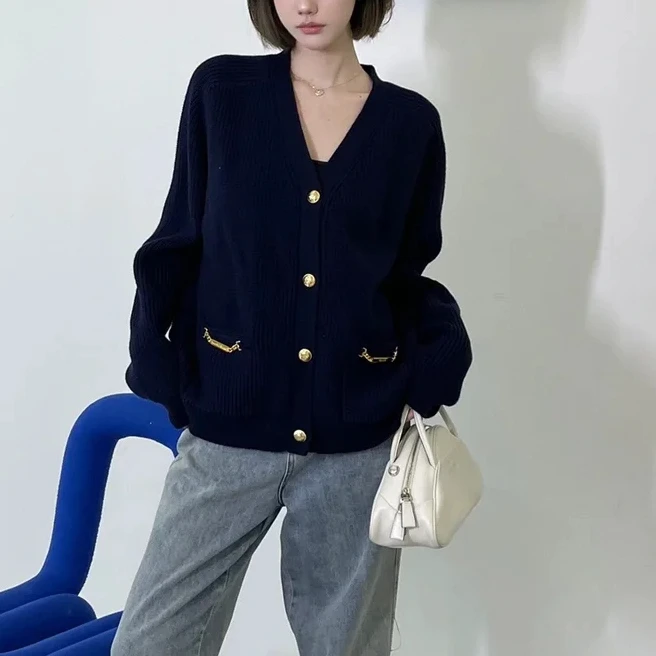99新 Celine/思琳 马衔扣山羊绒长袖开衫Ｍ2A03A981E 13696717
