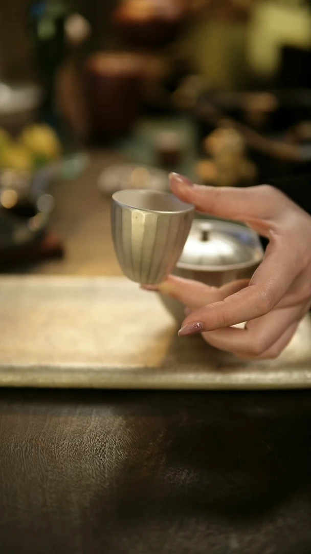 阿眠   吴一延手作刮棱银彩品茗杯