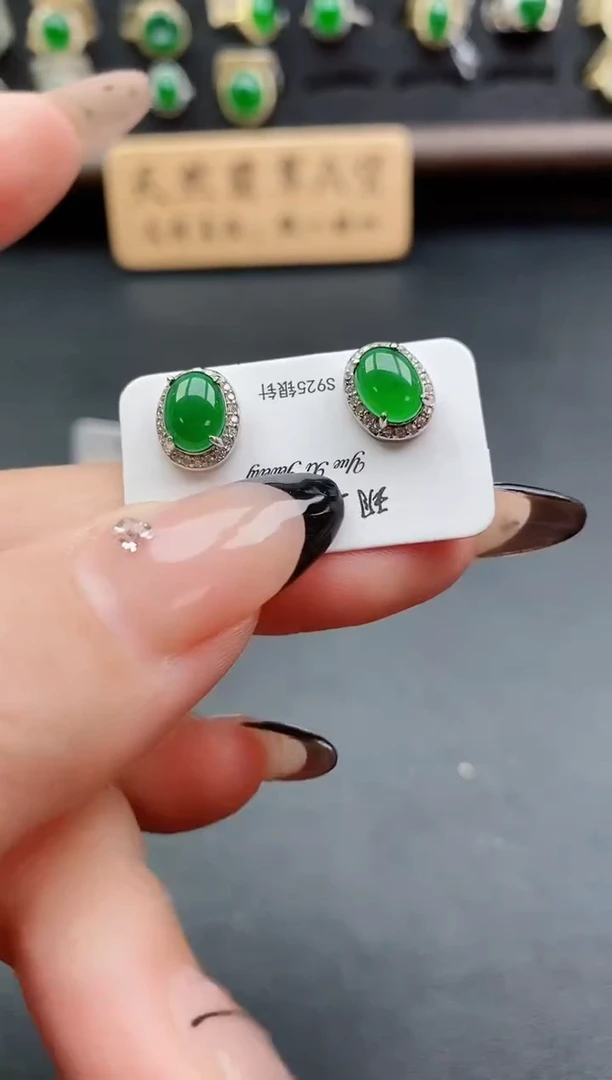 银S925镶嵌戒指翡翠1