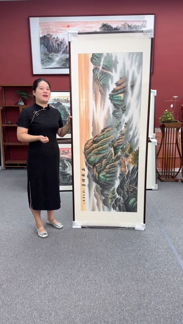 国画手绘 五岳独尊 219*88