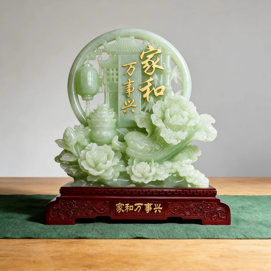 (家和万事兴) 蓝色高档新中式创意前台客厅玄关装饰摆件 XDH