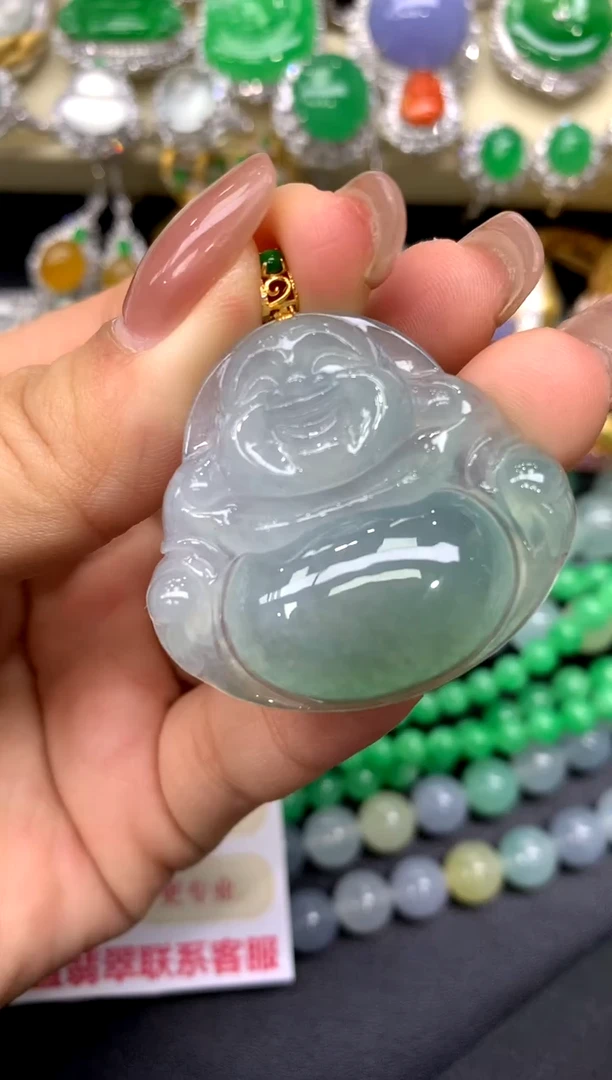 颈饰18K金镶嵌翡翠88-中国好珍宝