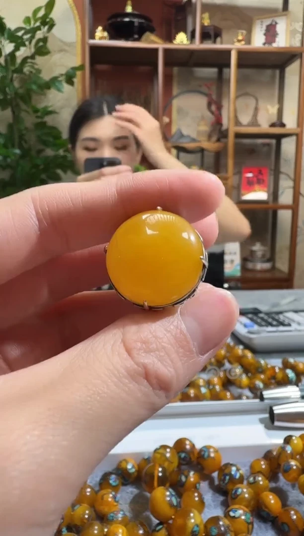 银S925镶嵌颈饰蜜蜡6450天然蜜蜡珠宝奇石假一赔十