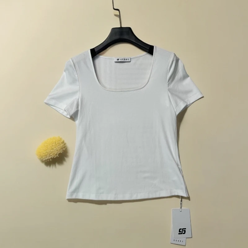 CC591 STUDIO夏季纯色液氨棉休闲款圆领短袖修身型T恤百搭打底衫