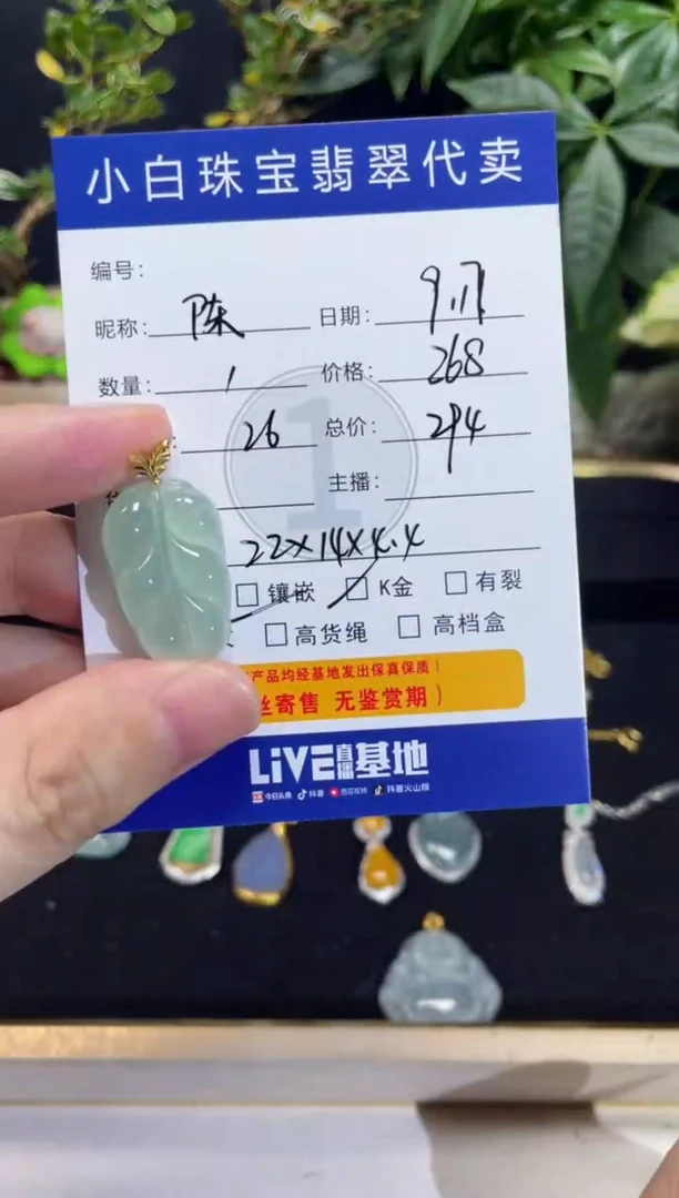 吊坠(不含链)18K金镶嵌翡翠陈*晶吊坠