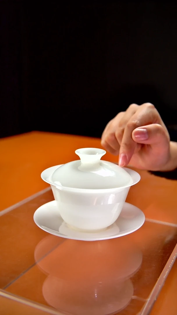 其他陶瓷《言泥陶瓷》高冰冰种璞玉系列 三才盖碗120cc