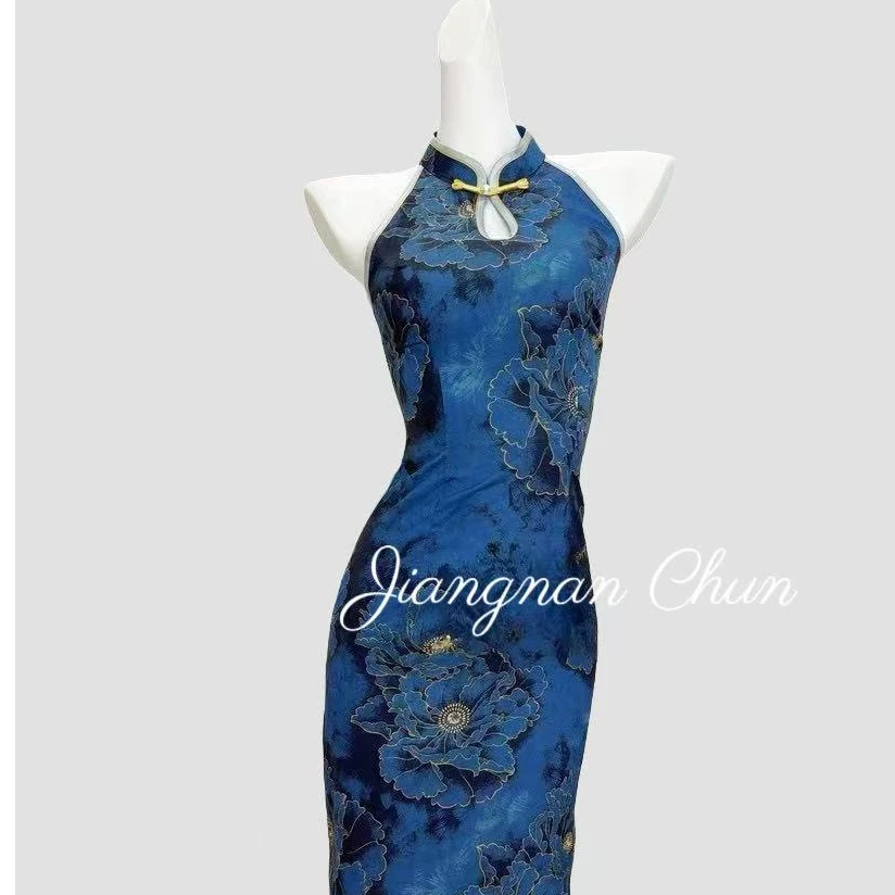 【兰陵王】衣长120新中式港风文艺复古夏季日常旗袍立领显瘦修身