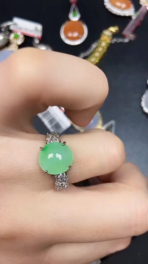 银S925镶嵌戒指翡翠2690