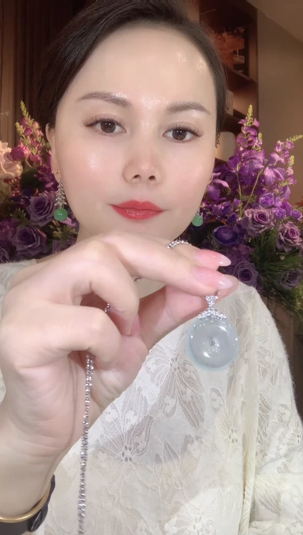 吊坠(不含链)18K金镶嵌翡翠A49