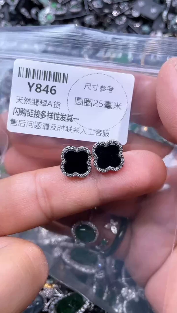 【闪购商品】翡翠颈饰未镶嵌Y846耳钉