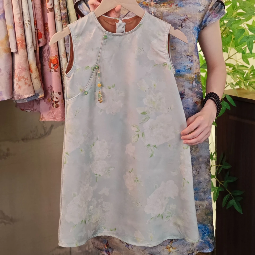 【断码清仓】木薯丝旗袍裙女童国风旗袍中式夏季旗袍裙