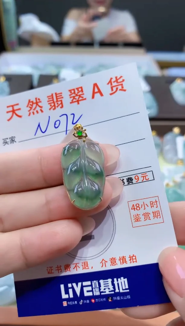 颈饰18K金镶嵌翡翠天然翡翠A货挂件