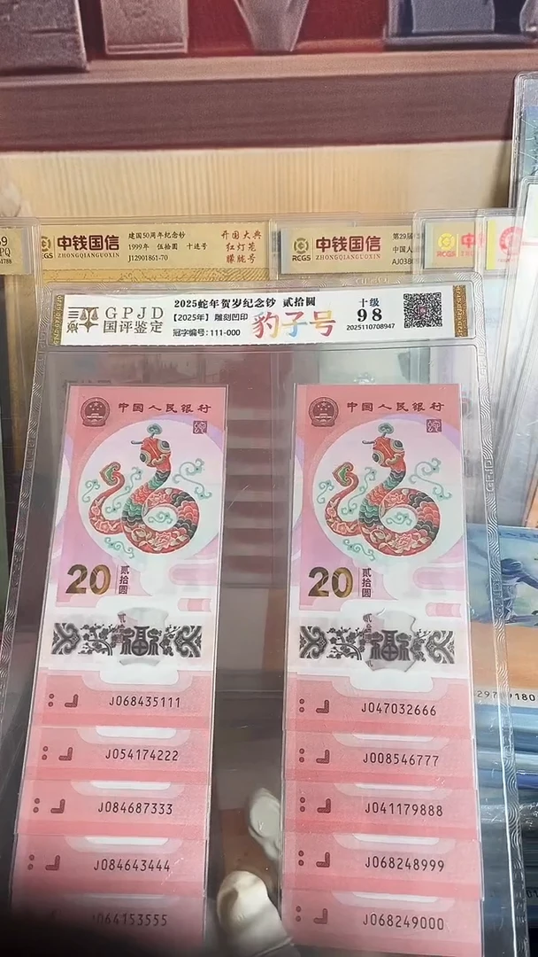 塑料蛇年生肖纪念钞十连号尾豹