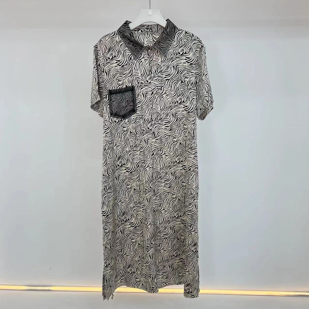 品牌高端大码碎花连衣裙女装夏季2025年新款复古短袖裙子A215.216