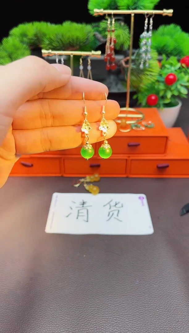玛瑙/玉髓耳饰银S925镶嵌212