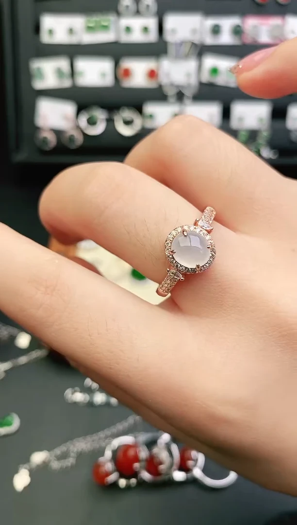 银S925镶嵌戒指翡翠0