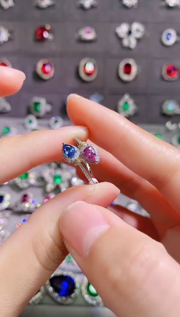 【闪购商品】蓝宝石18K金戒指18K金镶嵌--