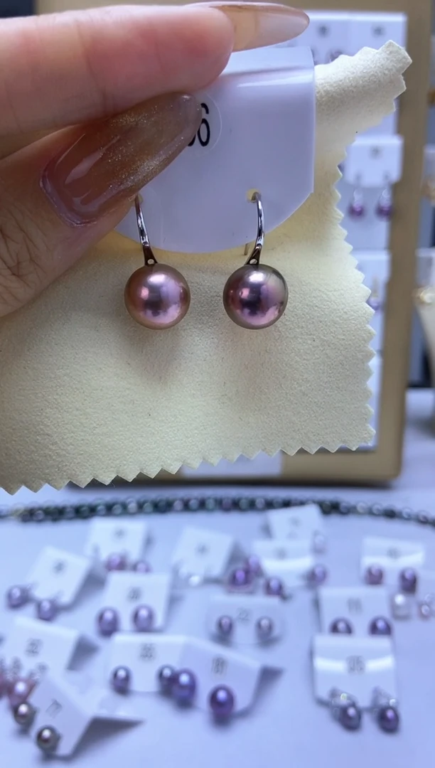 银S925镶嵌耳饰淡水珍珠396