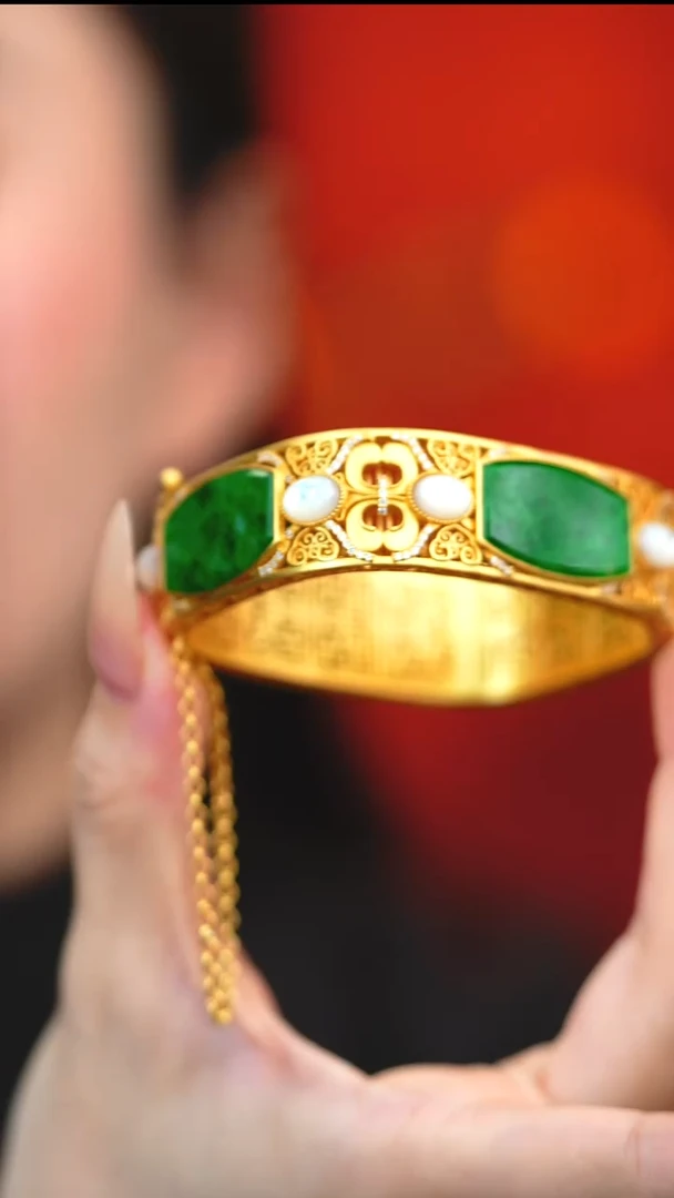 银S925镶嵌手镯翡翠新款*