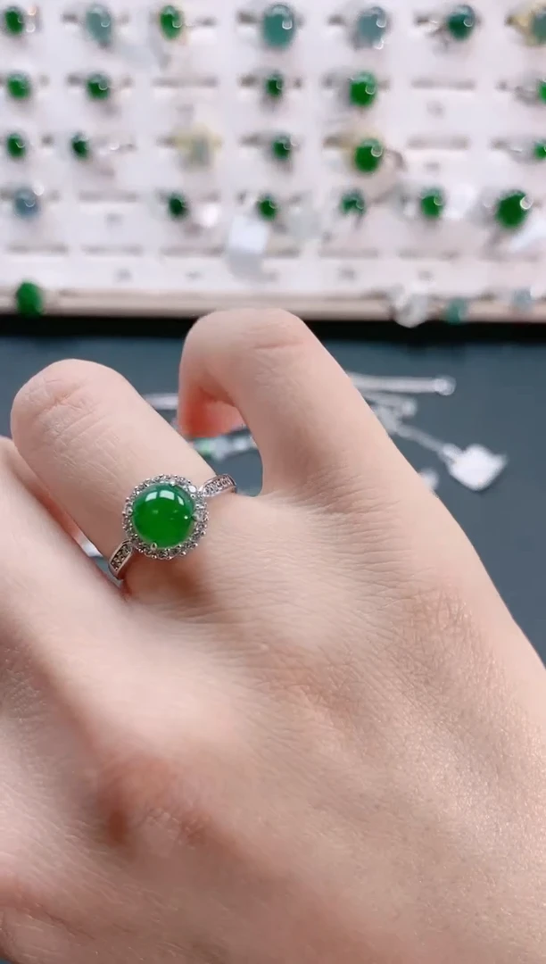 【闪购商品】翡翠戒指银S925镶嵌天然翡翠