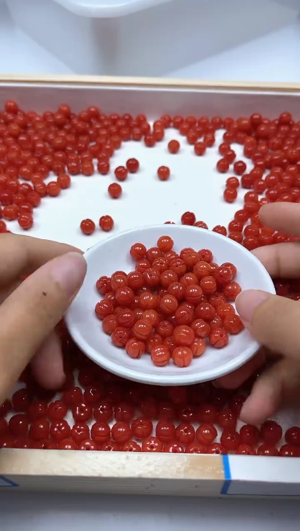 南红玛瑙散珠未镶嵌D288柿子南红 南瓜珠8mm10个6.8元