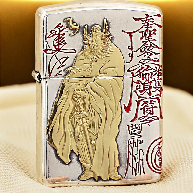 zippo打火机钟馗GW镀银鎏金盔甲机防风之宝火机收藏款DYJ1