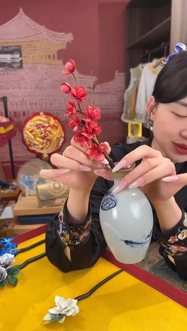 【闪购商品】刺绣非遗绒花（发饰）
