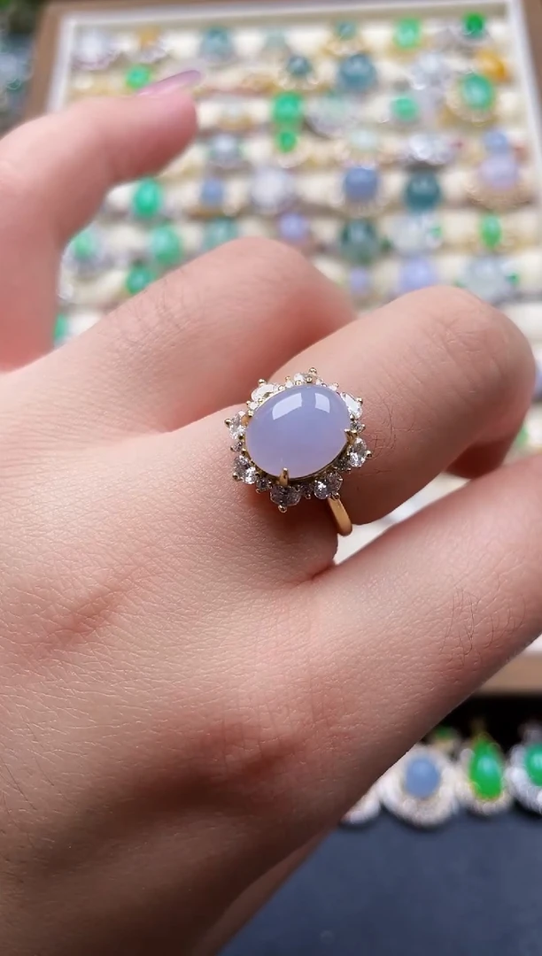 银S925镶嵌戒指翡翠58