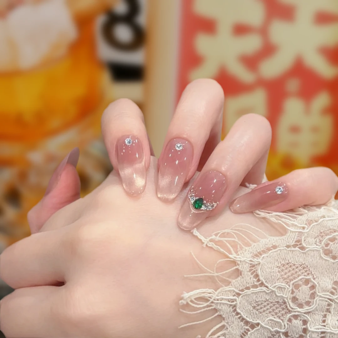 【世家千金】纯手工穿戴甲可拆卸短款长款裸色猫眼高级美甲穿戴甲片