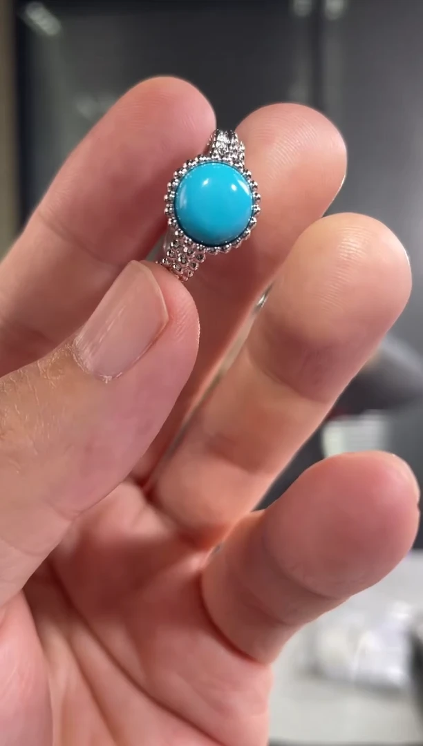 【闪购商品】绿松石戒指银S925镶嵌同款活口