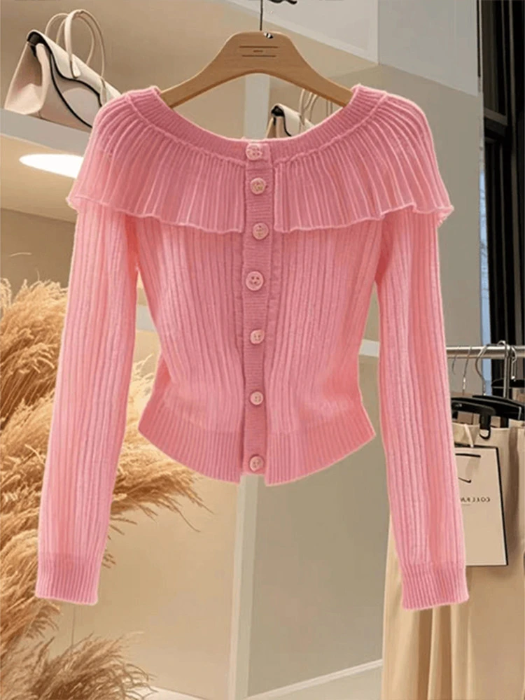 直播链接~开衫毛针织衫针织衫洋气女上衣百搭法式方领常规长袖