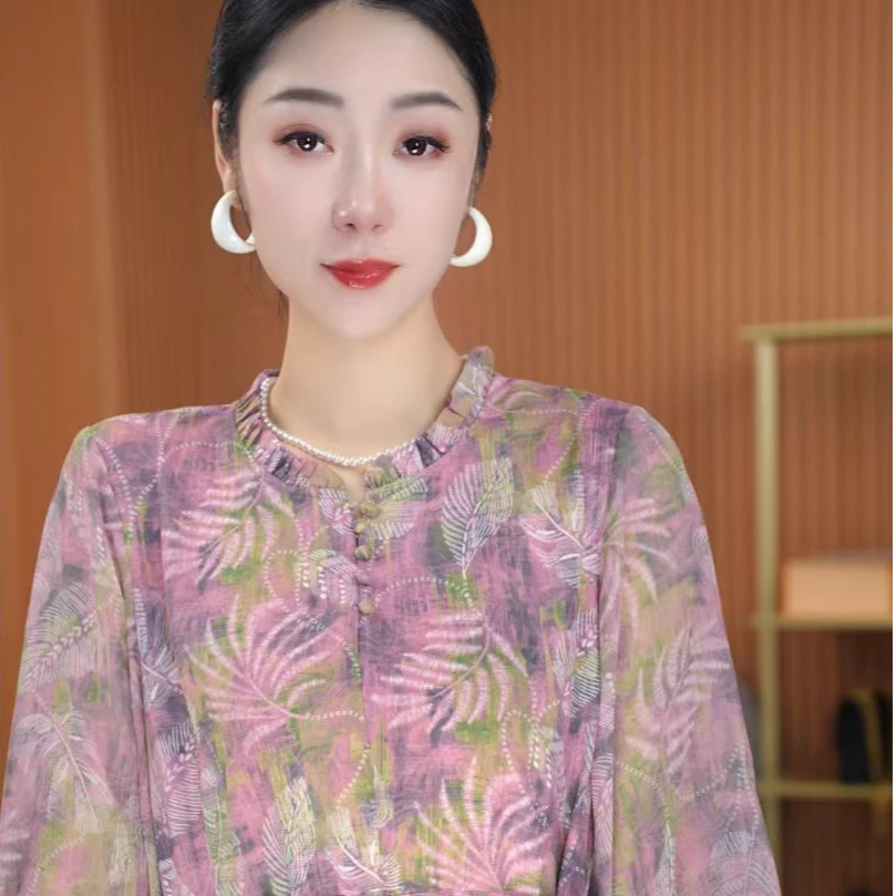 杭州正品!七分袖夏装宽松腰中长款中袖修身碎花连衣裙气质碎花