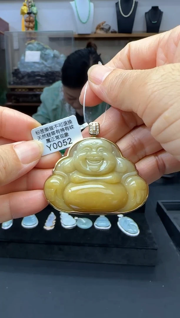 翡翠18K金镶嵌颈饰Y0052佛公 退货扣运营费100
