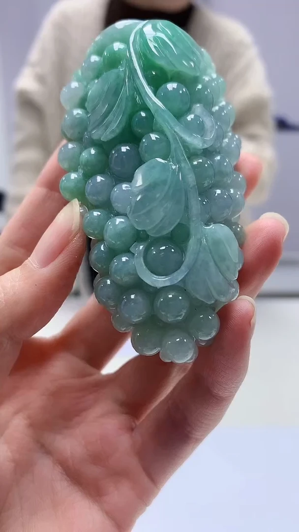 【闪购商品】定制翡翠未镶嵌4902zm-毛货手把葡萄224