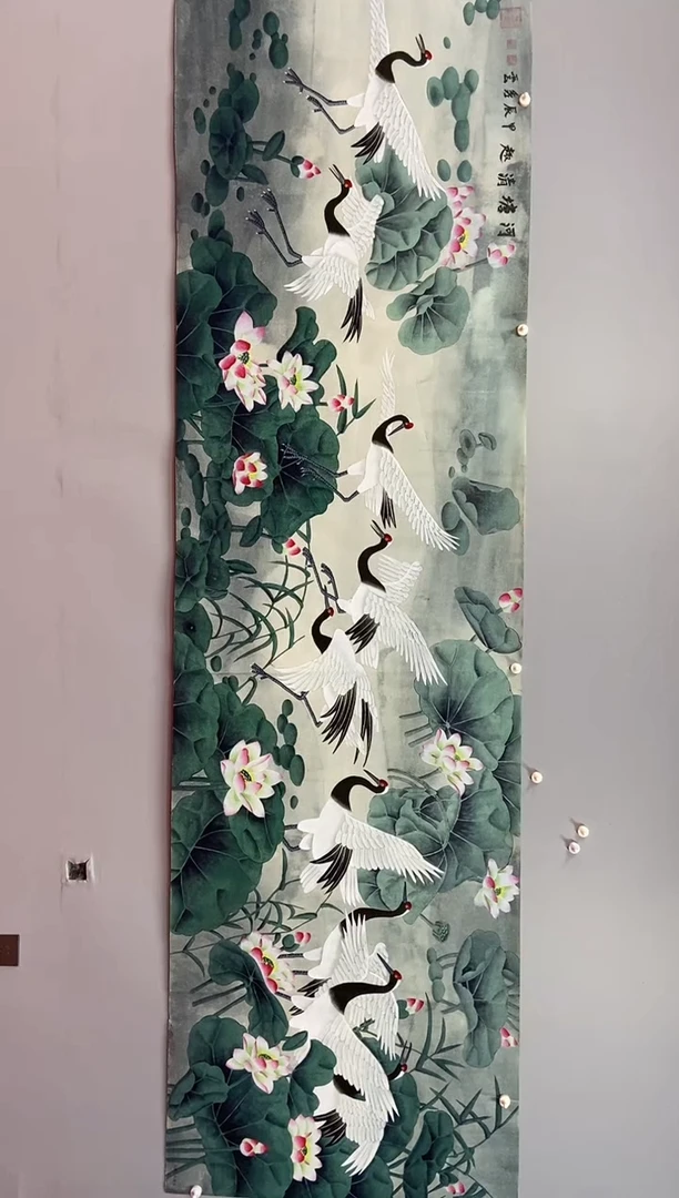 国画郑秀云 荷塘清趣  小丈二 手绘 宣纸