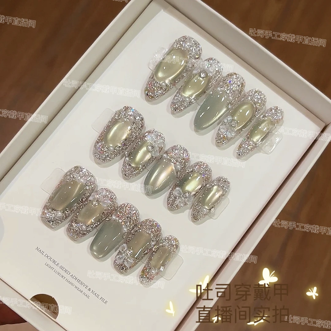 【天空之境】纯手工穿戴甲美甲穿戴光疗甲冰透渐变流行纯欲四季流行