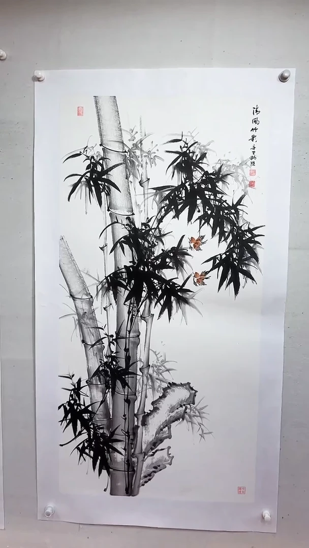 国画清风竹影/竖4尺托底/雷畅胜
