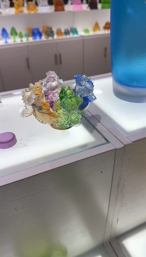 手工艺品琉璃古法琉璃金蟾聚宝盆