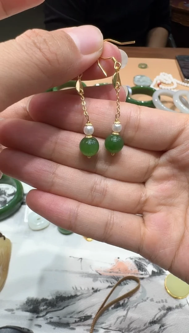 颈饰未镶嵌和田玉【瑞睿珠宝】和田玉耳钩