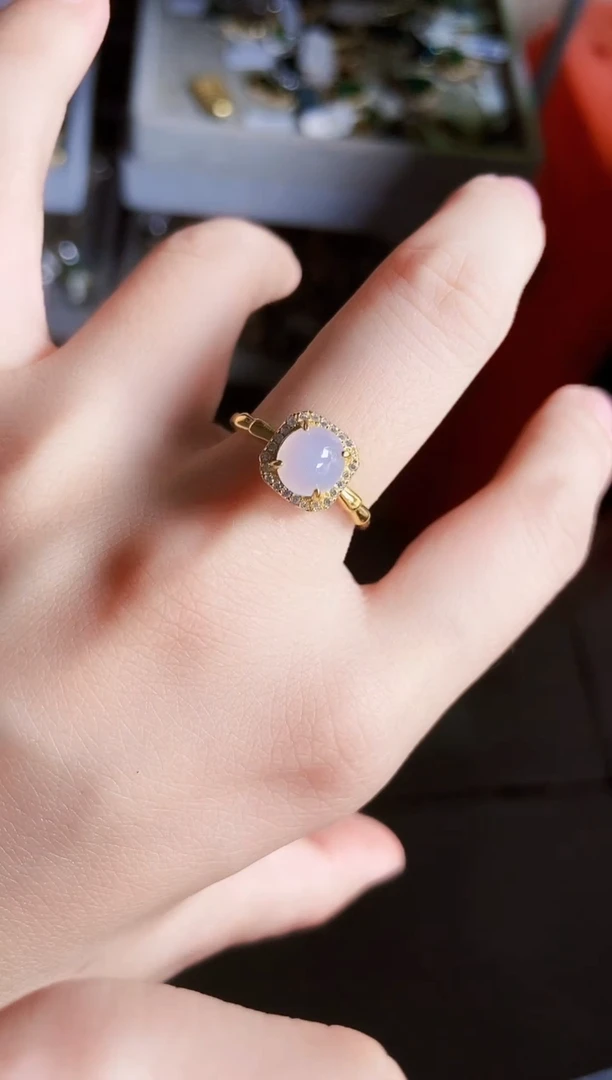 翡翠戒指银S925镶嵌45689