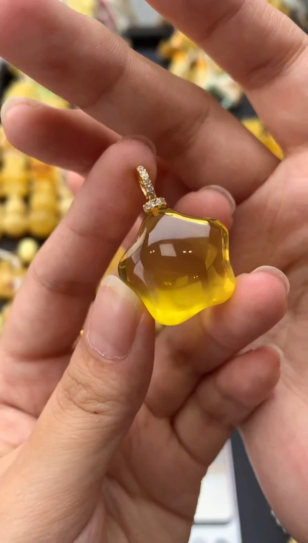 银S925镶嵌琥珀珠宝奇石016琥珀蜜蜡微瑕